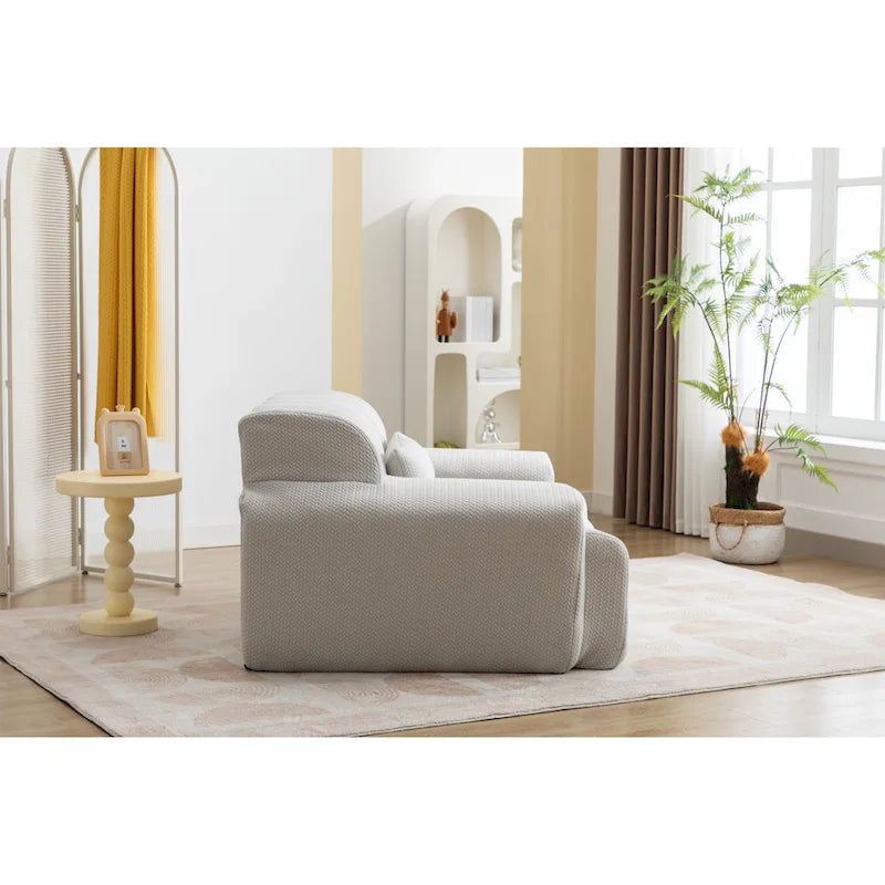 Beige Modern 53.15 Buttons Tufted Accent Chair with Pure Foam and Large Cushion for Living Room