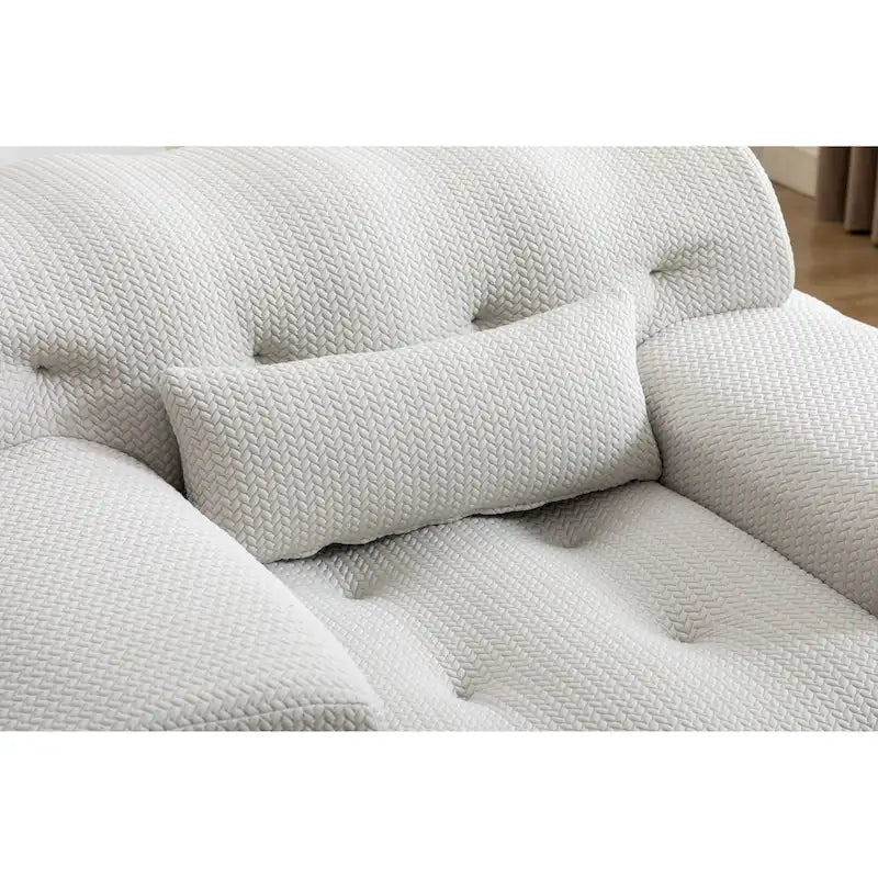 Beige Modern 53.15 Buttons Tufted Accent Chair with Pure Foam and Large Cushion for Living Room