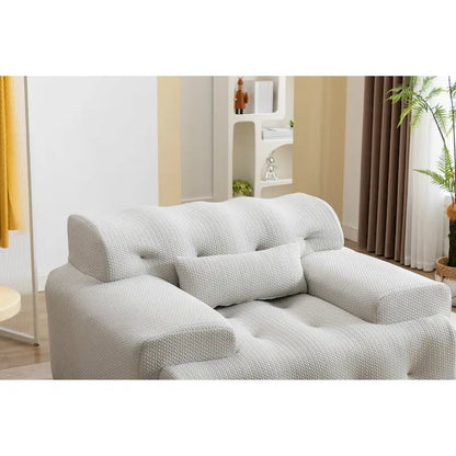 Beige Modern 53.15 Buttons Tufted Accent Chair with Pure Foam and Large Cushion for Living Room