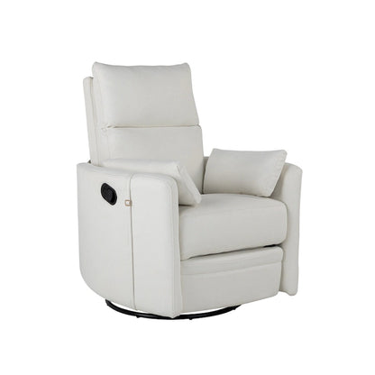 Beige Upholstered Swivel Rocker Recliner with Manual Recline, 360 Swivel, and Two Removable Cushions