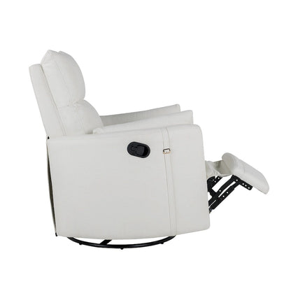 Beige Upholstered Swivel Rocker Recliner with Manual Recline, 360 Swivel, and Two Removable Cushions