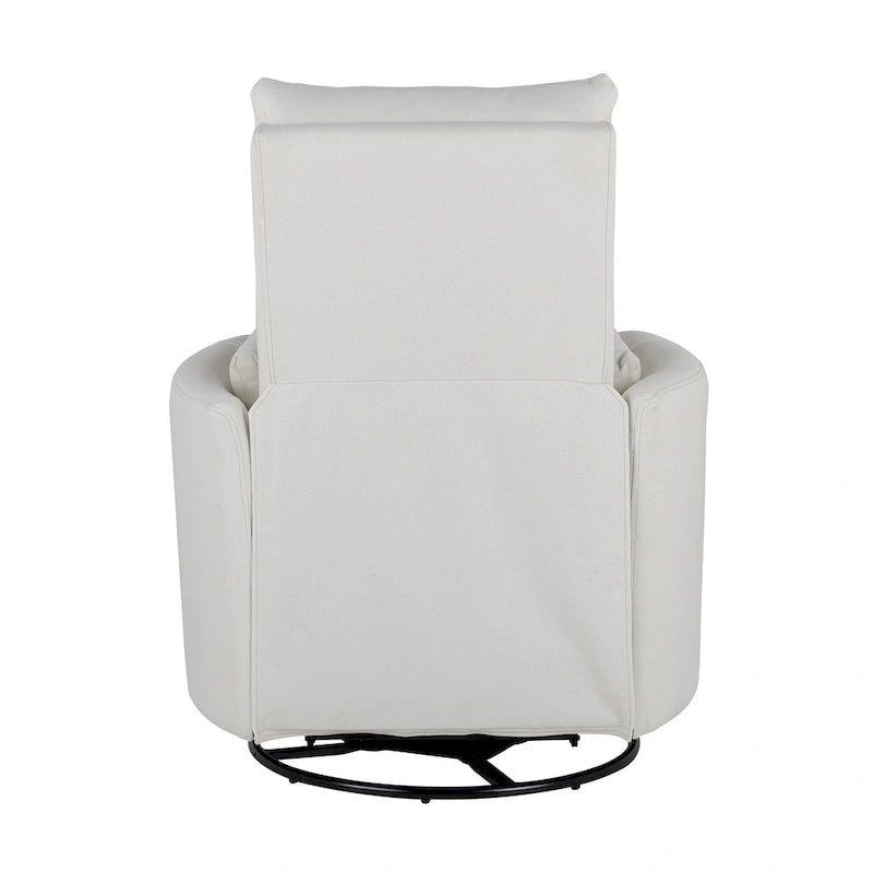 Beige Upholstered Swivel Rocker Recliner with Manual Recline, 360 Swivel, and Two Removable Cushions