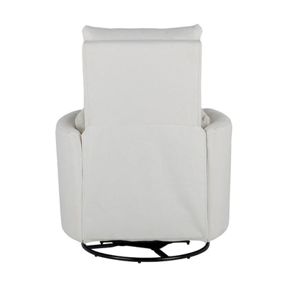 Beige Upholstered Swivel Rocker Recliner with Manual Recline, 360 Swivel, and Two Removable Cushions