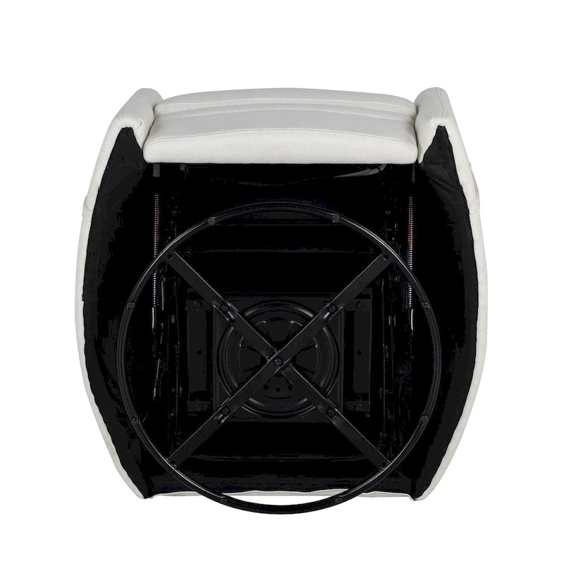 Beige Upholstered Swivel Rocker Recliner with Manual Recline, 360 Swivel, and Two Removable Cushions