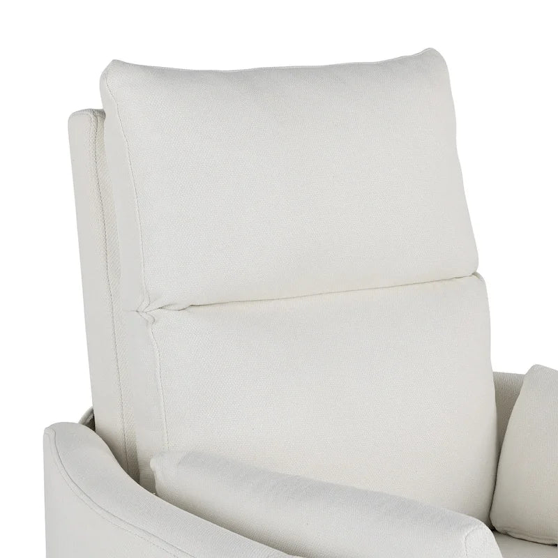Beige Upholstered Swivel Rocker Recliner with Manual Recline, 360 Swivel, and Two Removable Cushions