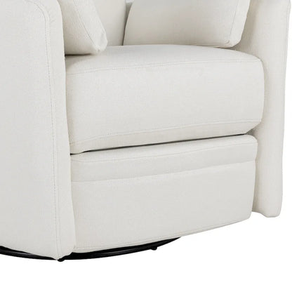 Beige Upholstered Swivel Rocker Recliner with Manual Recline, 360 Swivel, and Two Removable Cushions