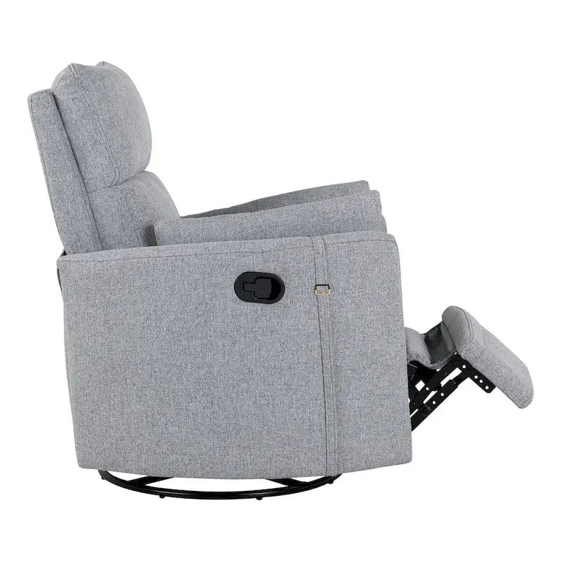 Beige Upholstered Swivel Rocker Recliner with Manual Recline, 360 Swivel, and Two Removable Cushions