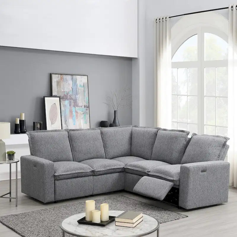 89.76 L-Shaped 5-Seater Sofa with Recliner