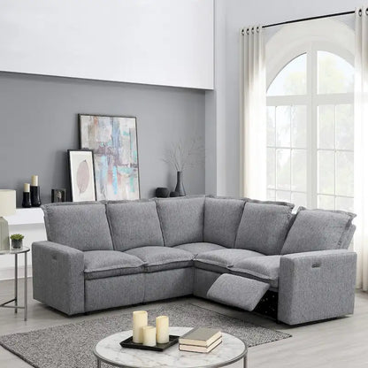 89.76 L-Shaped 5-Seater Sofa with Recliner
