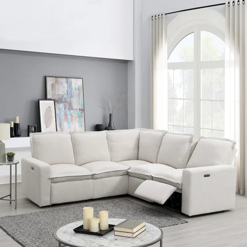 89.76 L-Shaped 5-Seater Sofa with Recliner