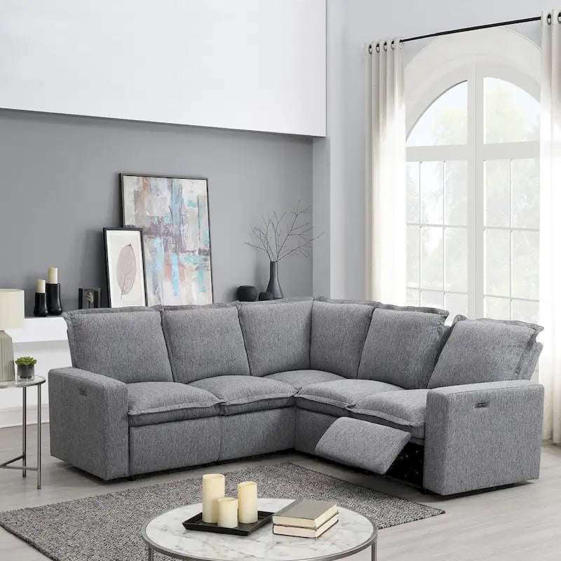 89.76 L-Shaped 5-Seater Sofa with Recliner