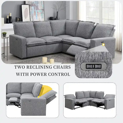 89.76 L-Shaped 5-Seater Sofa with Recliner