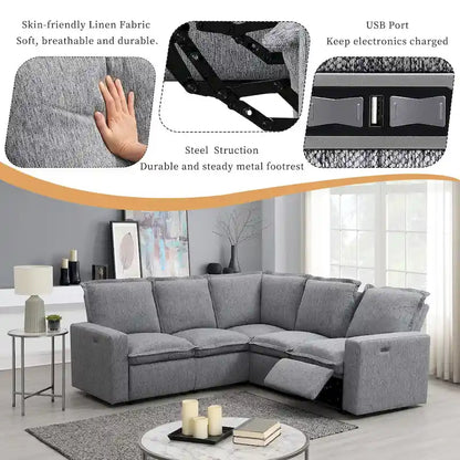 89.76 L-Shaped 5-Seater Sofa with Recliner