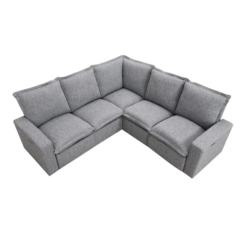 89.76 L-Shaped 5-Seater Sofa with Recliner