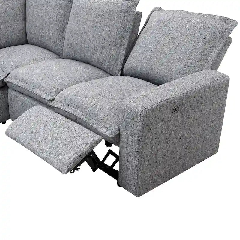 89.76 L-Shaped 5-Seater Sofa with Recliner