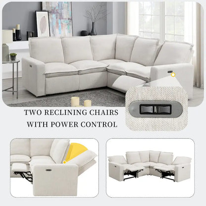 89.76 L-Shaped 5-Seater Sofa with Recliner