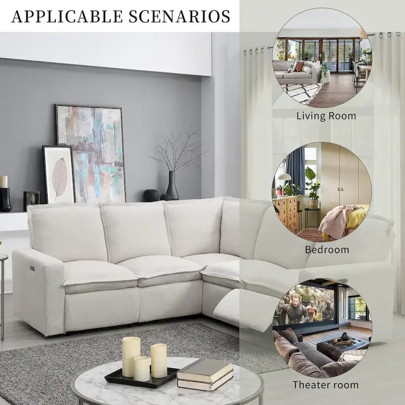 89.76 L-Shaped 5-Seater Sofa with Recliner