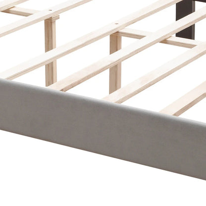 Queen Size Button Tufted Bed with Strong Wood Slat Support