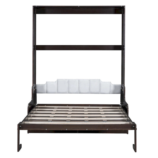 Espresso Queen Size Multi-function Murphy Bed with Cushion