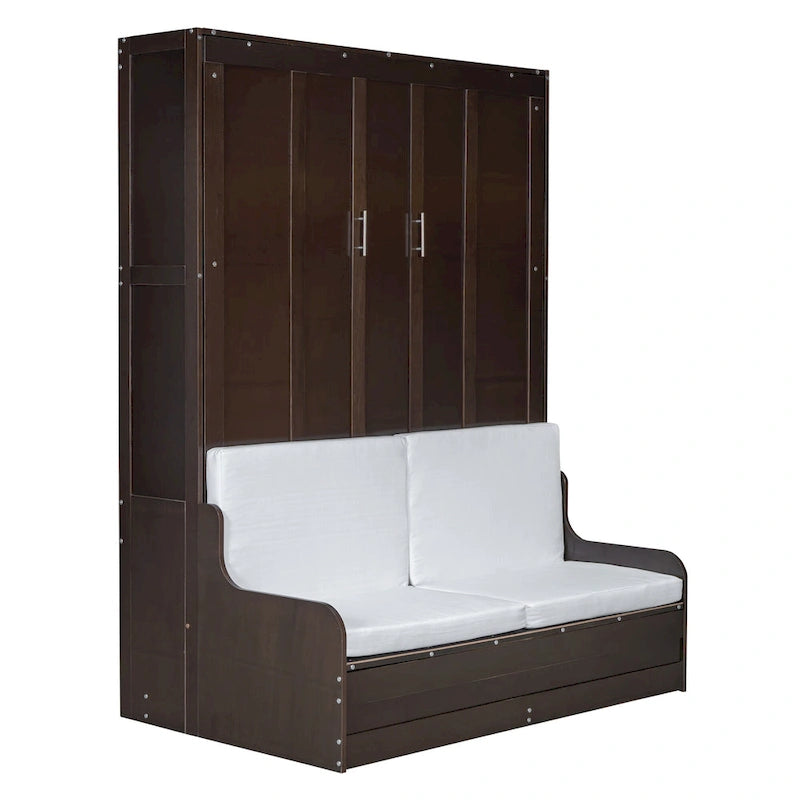 Espresso Queen Size Multi-function Murphy Bed with Cushion