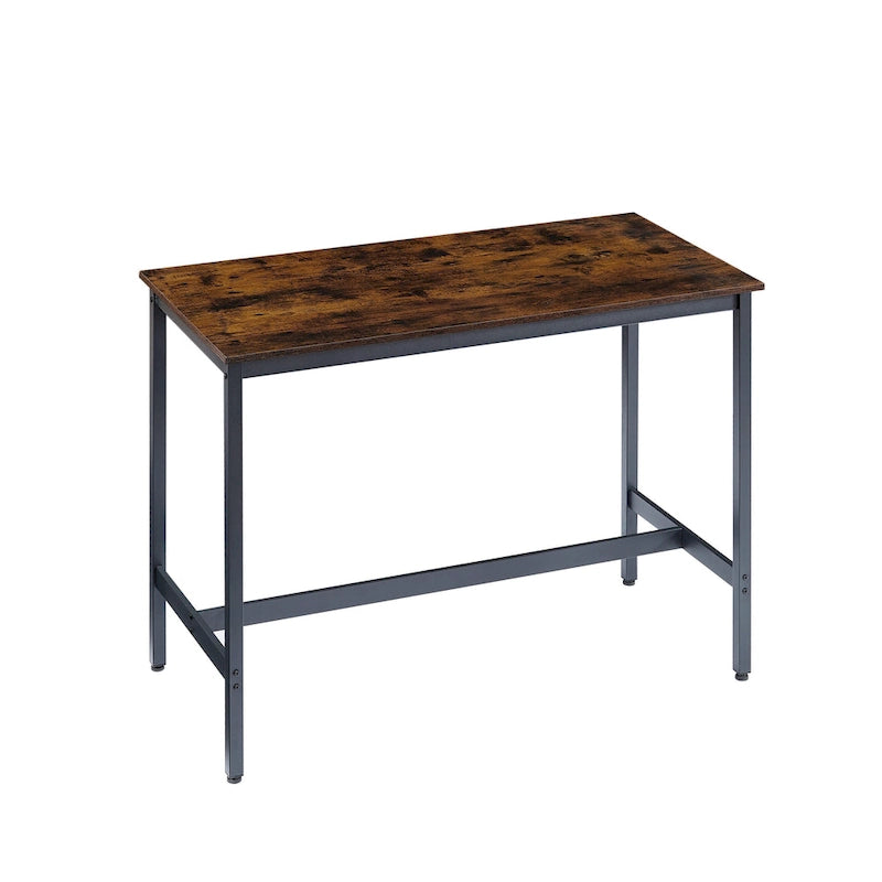 Rustic Style 7-Piece Dining Set with Rectangular Table and PU Leather Bar Chairs