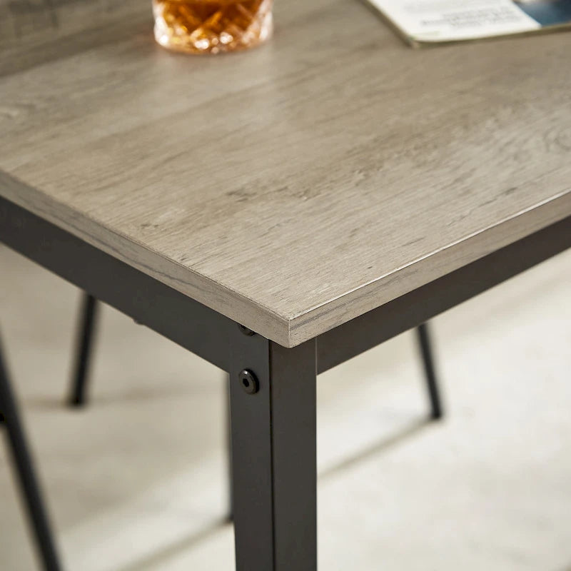 Rustic Style 7-Piece Dining Set with Rectangular Table and PU Leather Bar Chairs