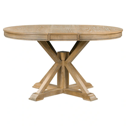 Retro 5-Piece Wooden Dining Table Set with Extendable Round Table & 4 Chairs