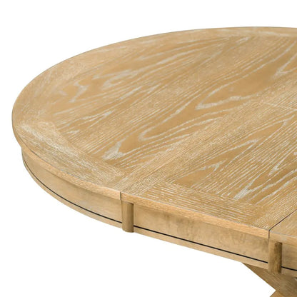 Retro 5-Piece Wooden Dining Table Set with Extendable Round Table & 4 Chairs