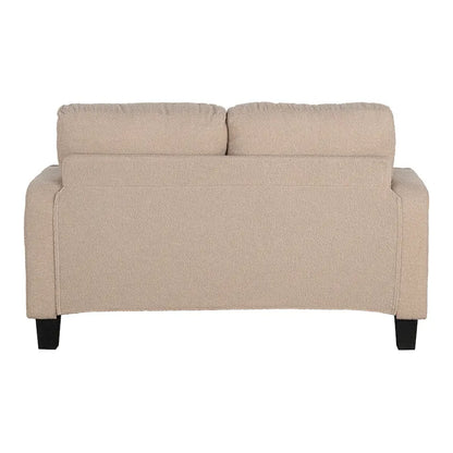 61 Small Beige Loveseat Sofa with 2 Pillows and Cup Holder