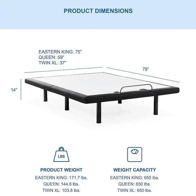 Brenner Modern Black Adjustable Bed Frame with 4 Positions and USB Ports by Furniture of America