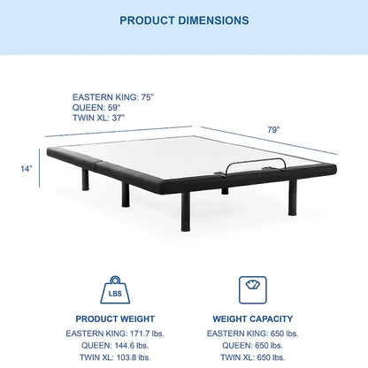 Brenner Modern Black Adjustable Bed Frame with 4 Positions and USB Ports by Furniture of America