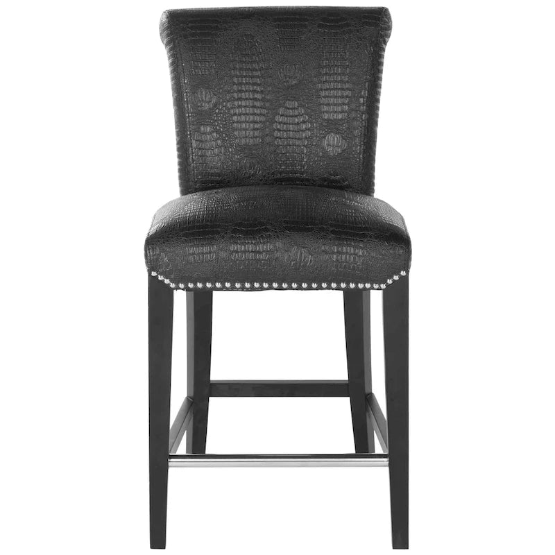 SAFAVIEH Jenelle Black Faux Leather 23-inch Counter Stool - 18.7 W x 23 D x 36.4 H - 19Wx23Dx36H