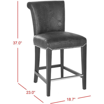 SAFAVIEH Jenelle Black Faux Leather 23-inch Counter Stool - 18.7 W x 23 D x 36.4 H - 19Wx23Dx36H