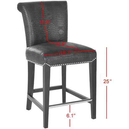 SAFAVIEH Jenelle Black Faux Leather 23-inch Counter Stool - 18.7 W x 23 D x 36.4 H - 19Wx23Dx36H