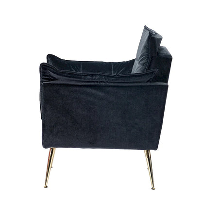 1ida Modern Velvet Tufted Accent Armchair with Gold Metal Legs Set of 2 by HULALA HOME