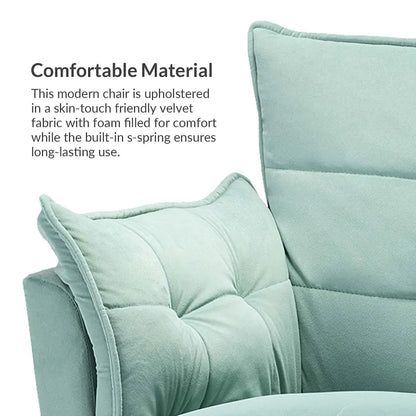 1ida Modern Velvet Tufted Accent Armchair with Gold Metal Legs Set of 2 by HULALA HOME