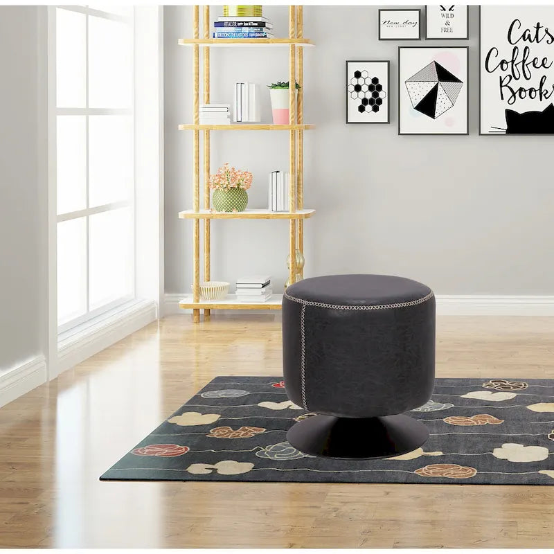 Somette 5305 Round Vintage Upholstered Ottoman