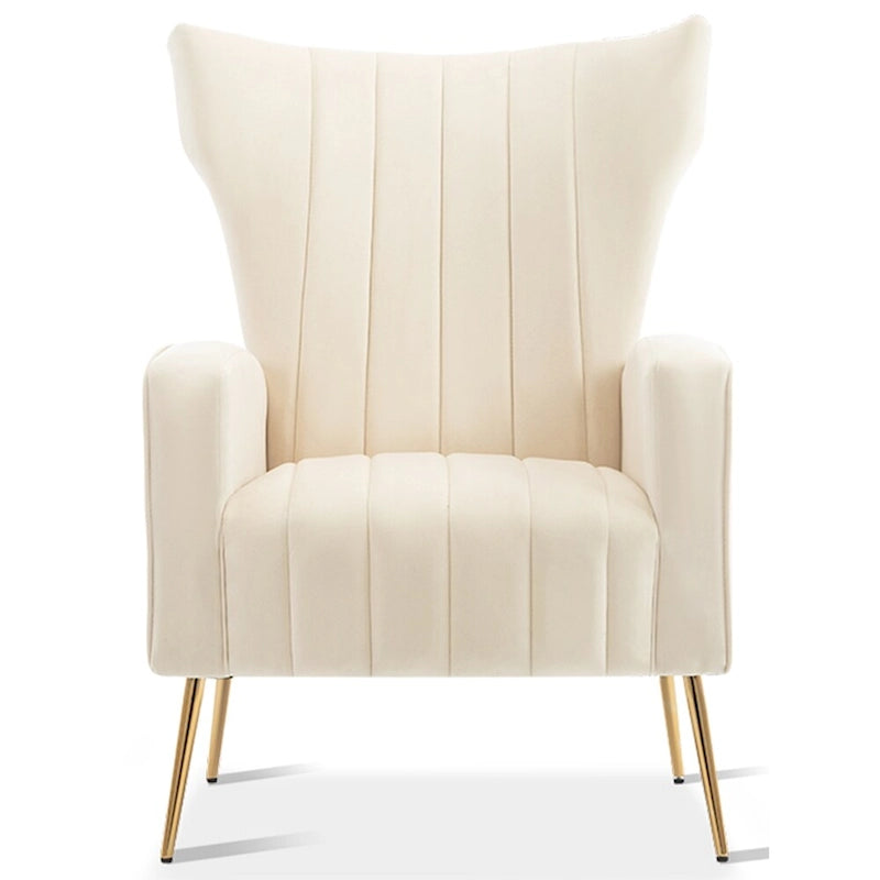 Velvet Accent Chair, Wingback Arm Chair with Gold Legs, Upholstered Single Sofa for Living Room Bedroom