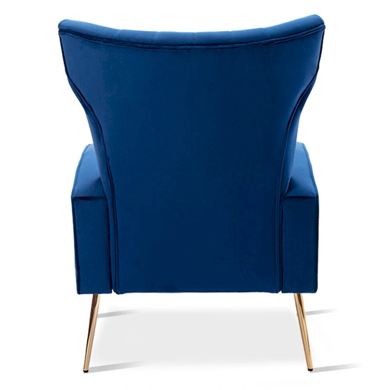 Velvet Accent Chair, Wingback Arm Chair with Gold Legs, Upholstered Single Sofa for Living Room Bedroom