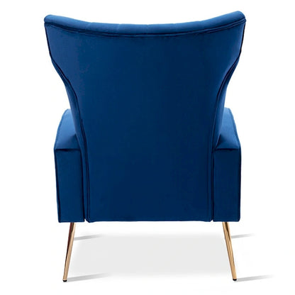 Velvet Accent Chair, Wingback Arm Chair with Gold Legs, Upholstered Single Sofa for Living Room Bedroom