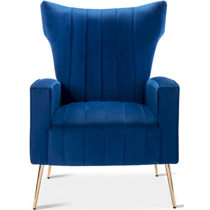 Velvet Accent Chair, Wingback Arm Chair with Gold Legs, Upholstered Single Sofa for Living Room Bedroom