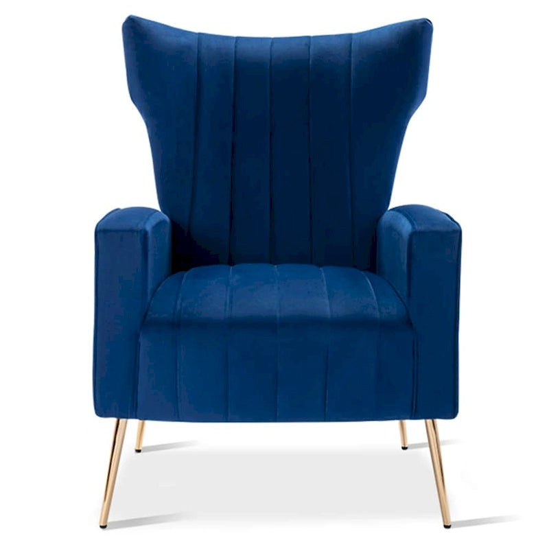 Velvet Accent Chair, Wingback Arm Chair with Gold Legs, Upholstered Single Sofa for Living Room Bedroom