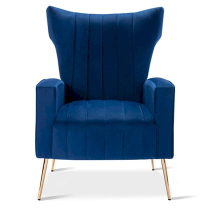 Velvet Accent Chair, Wingback Arm Chair with Gold Legs, Upholstered Single Sofa for Living Room Bedroom