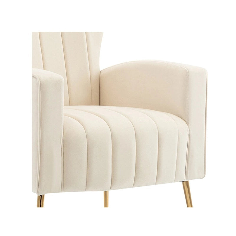 Velvet Accent Chair, Wingback Arm Chair with Gold Legs, Upholstered Single Sofa for Living Room Bedroom