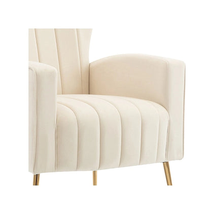Velvet Accent Chair, Wingback Arm Chair with Gold Legs, Upholstered Single Sofa for Living Room Bedroom