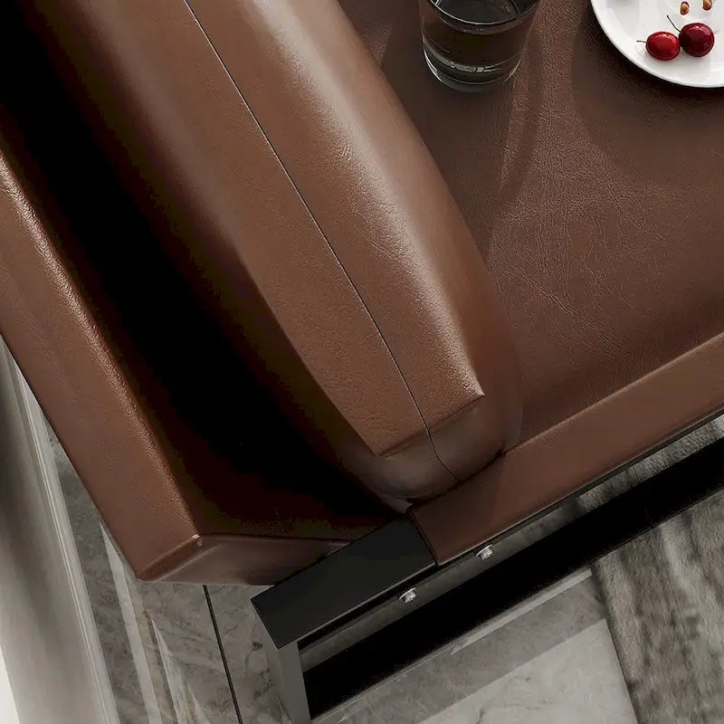 Eureka Modern Vintage Upholstered PU Leather Armchair, Mid Century Accent Chairs with Steel Frame, Leisure Chairs