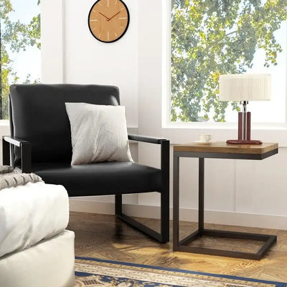 Eureka Modern Vintage Upholstered PU Leather Armchair, Mid Century Accent Chairs with Steel Frame, Leisure Chairs