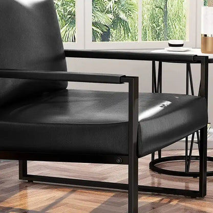 Eureka Modern Vintage Upholstered PU Leather Armchair, Mid Century Accent Chairs with Steel Frame, Leisure Chairs