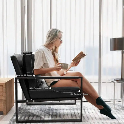 Eureka Modern Vintage Upholstered PU Leather Armchair, Mid Century Accent Chairs with Steel Frame, Leisure Chairs