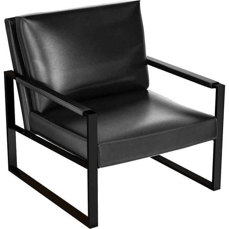 Eureka Modern Vintage Upholstered PU Leather Armchair, Mid Century Accent Chairs with Steel Frame, Leisure Chairs